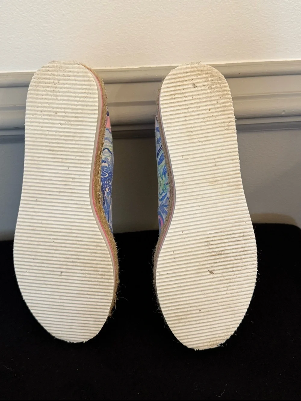 Lilly Pulitzer Marlo Blue Floral Espadrille Slip-On Shoes Size 7.5